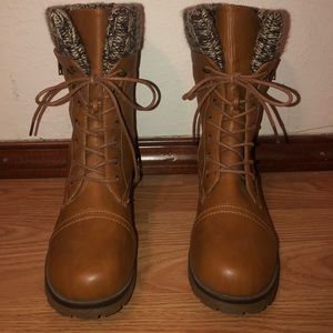 Charlotte Russe Knit-Trim Combat Boots